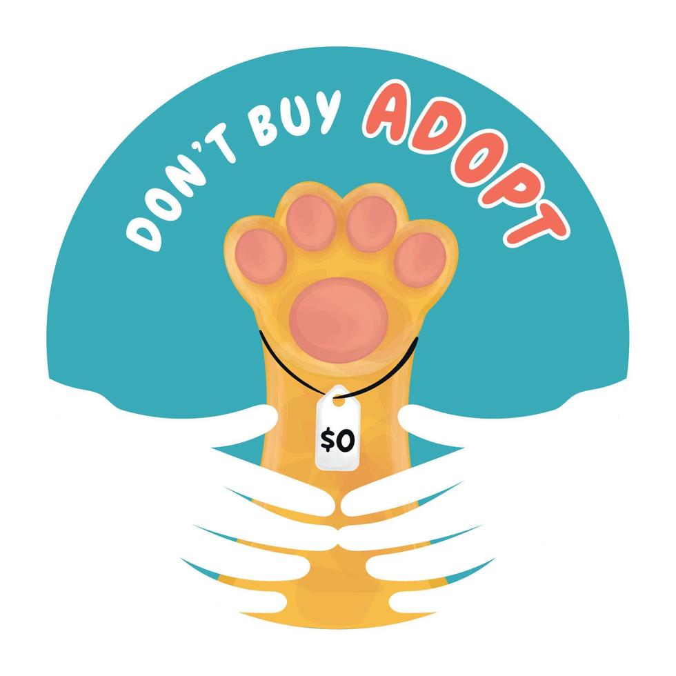 Dog ot cat footprint in a hands Pet adoption Vector