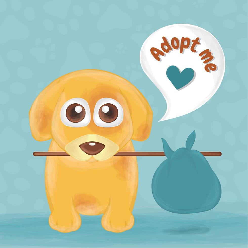 Cute sad puppy dog cartoon Pet adoption Vector