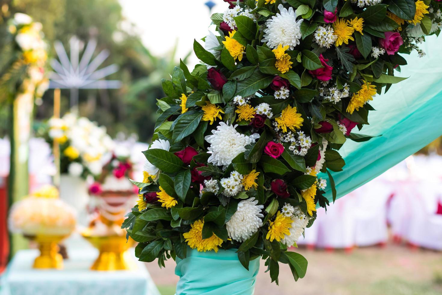 Bouquet of fresh flowers decorated beautifully. photo