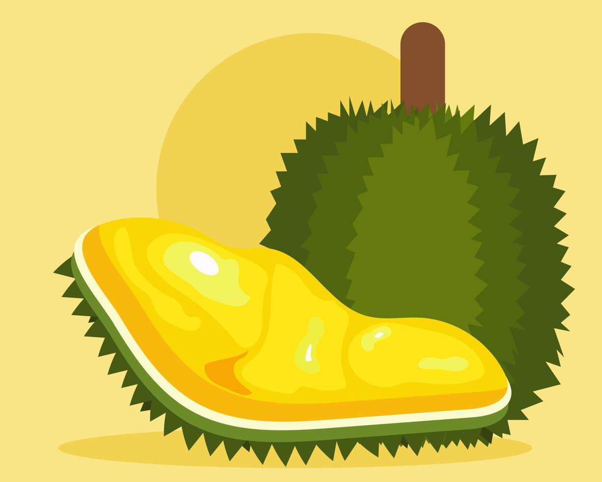rey del concepto de fruta. durian dulce en estilo de vector de dibujos animados para su diseño.