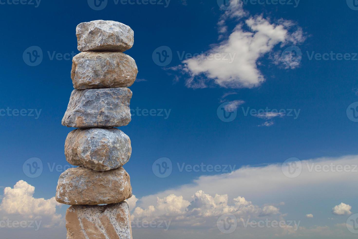 Balancing stones stacked sky. photo