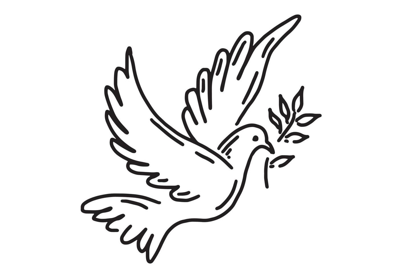 Dove of peace hand drawn illustration. vector