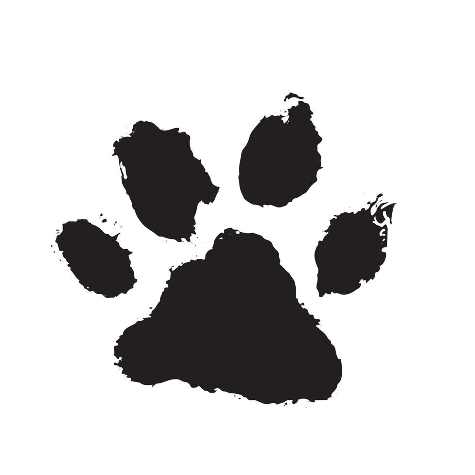 Ink Dog's Paw, Cat Paw, grunge style, Vector. vector