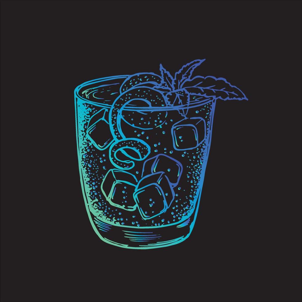 Mojito cocktail hand drawn. vector