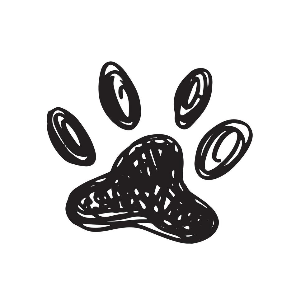 pata de perro de tinta, pata de gato, estilo grunge, vector. vector