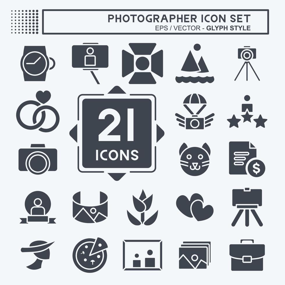 Icon Set Photographer . suitable for Art symbol. Glyph Style. simple design editable. design template vector. simple illustration vector