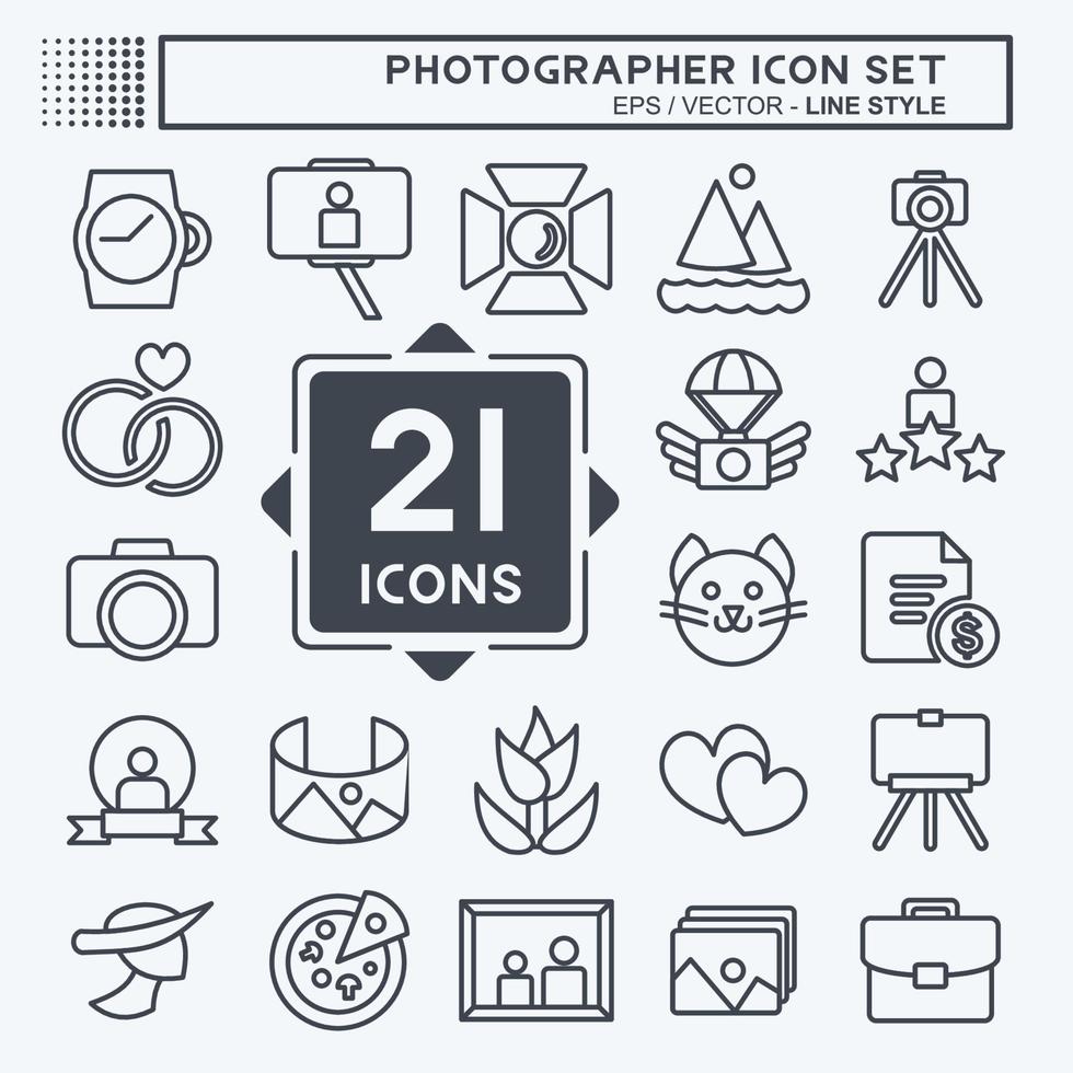 Icon Set Photographer . suitable for Art symbol. Line Style. simple design editable. design template vector. simple illustration vector