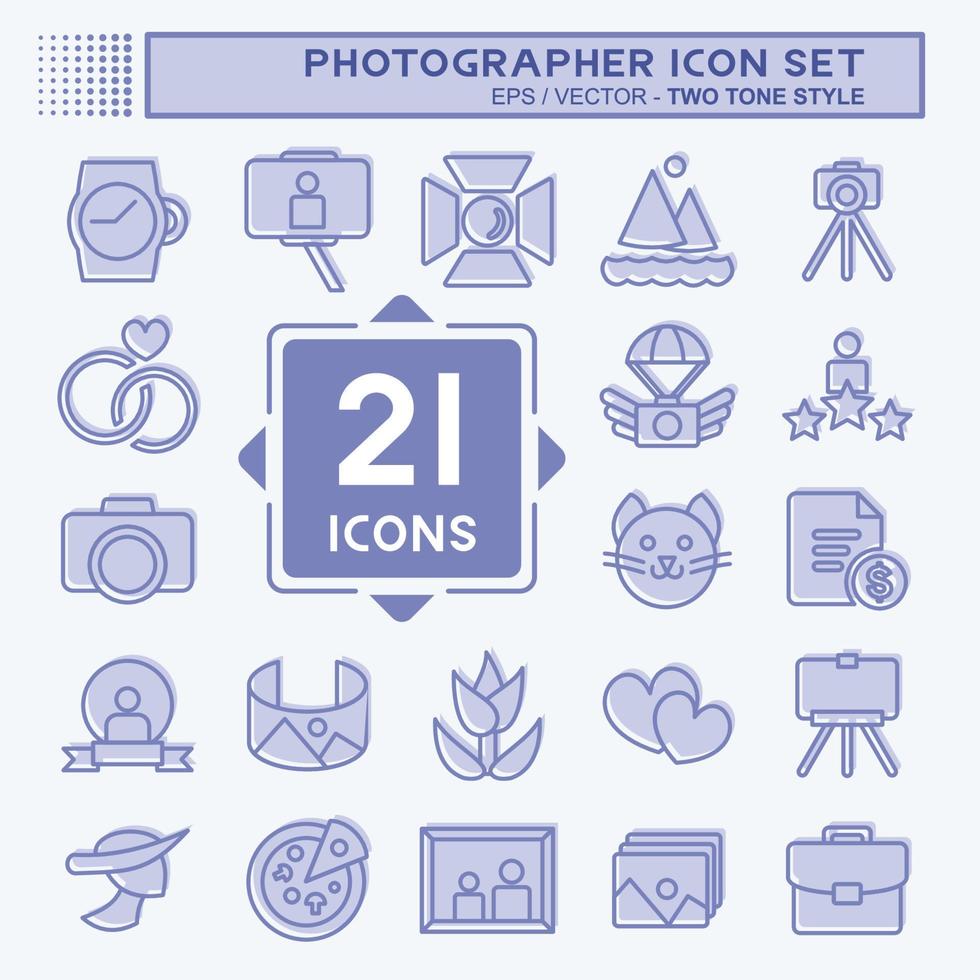 Icon Set Photographer . suitable for Art symbol. two tone style. simple design editable. design template vector. simple illustration vector