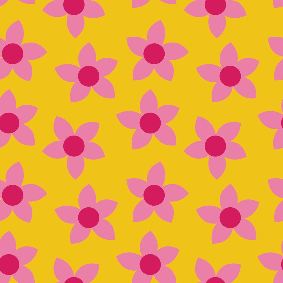 Pink and Orange Floral seamless repeat pattern vector