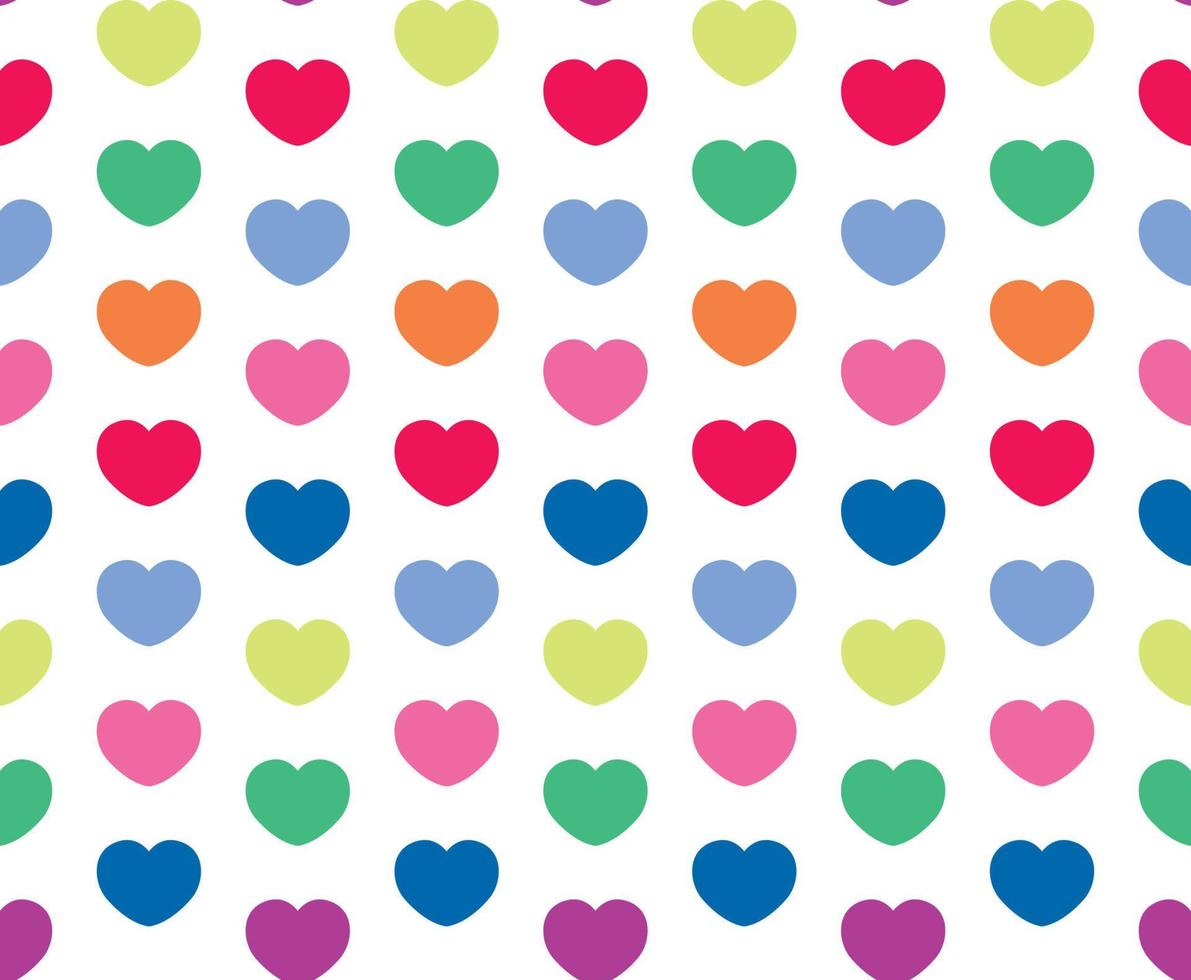 Colourful hearts seamless repeat pattern vector