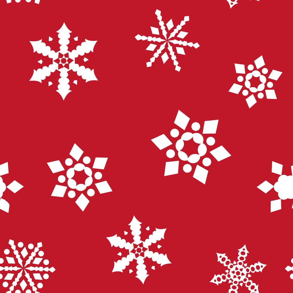 snowflakes on red seamless pattern vector