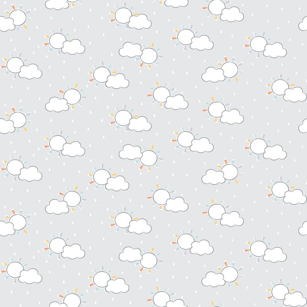 Cloudy Rain Seamless Repeat Pattern vector