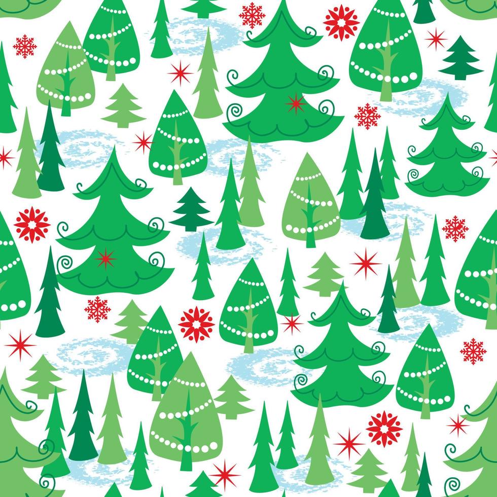 Mixed Trees Seamless Repeat Pattern vector