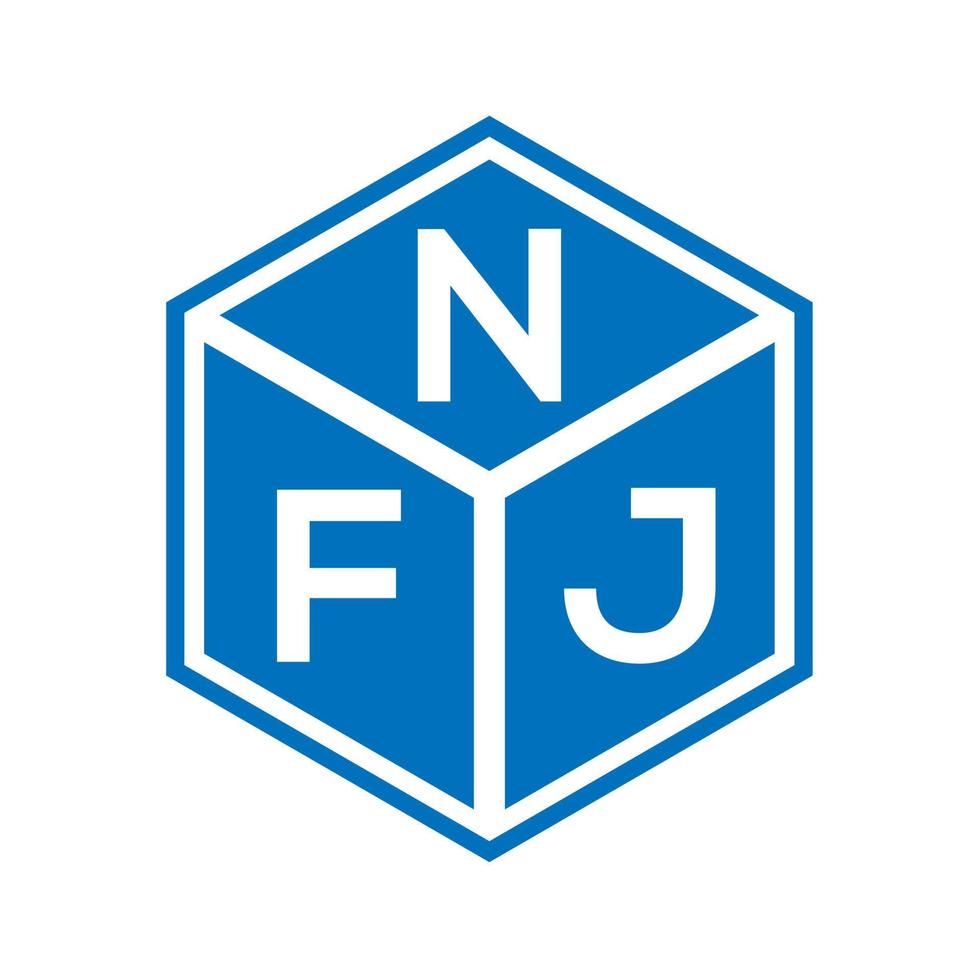 diseño de logotipo de letra nfj sobre fondo negro. Concepto de logotipo de letra de iniciales creativas nfj. diseño de letras nfj. vector