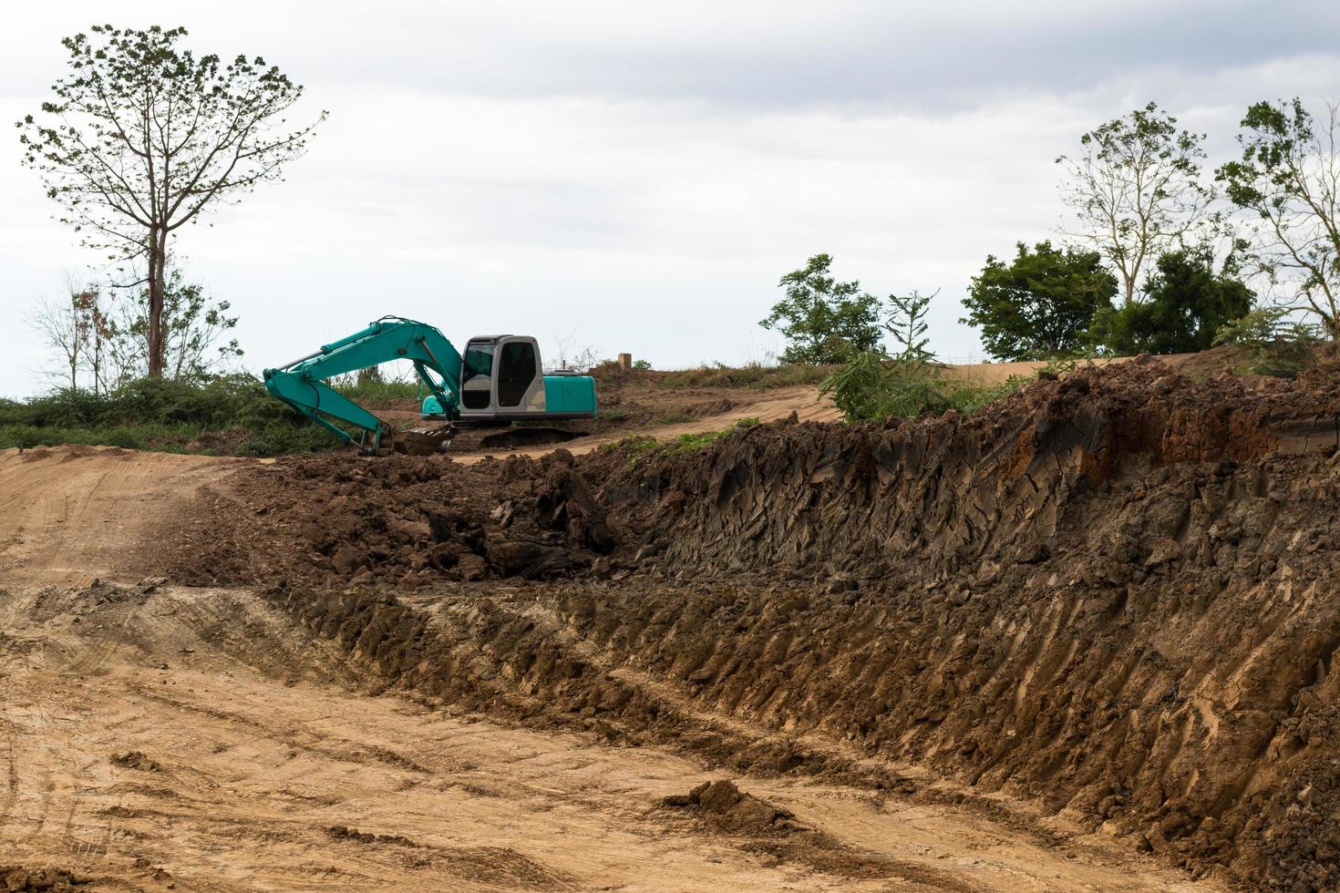 Soil with traces backhoe. photo