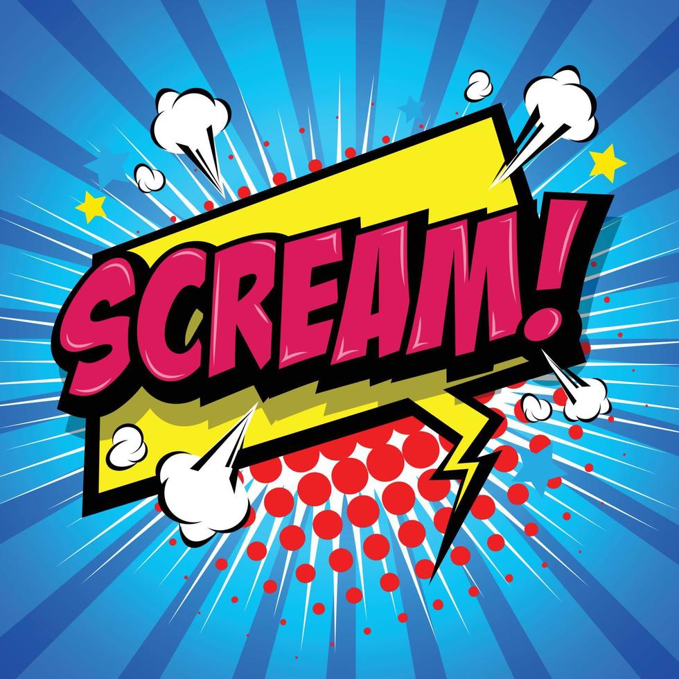 Scream Comic Speech Bubble, Cartoon. art and illustration vector file.