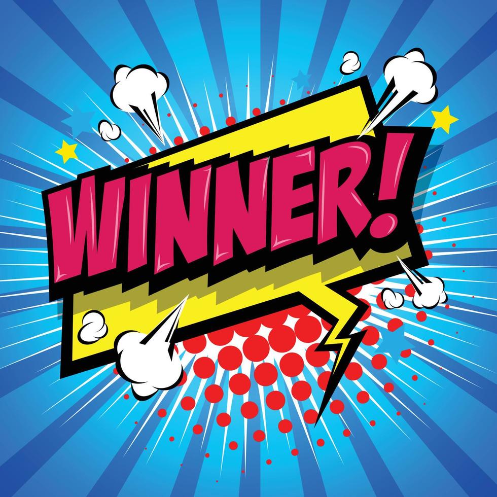 Winner Comic Speech Bubble, Cartoon. art and illustration vector file.