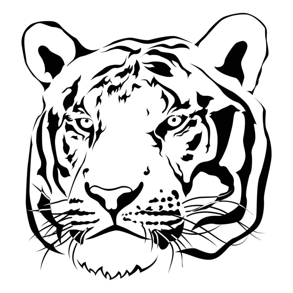 Tiger head black and white, Vector