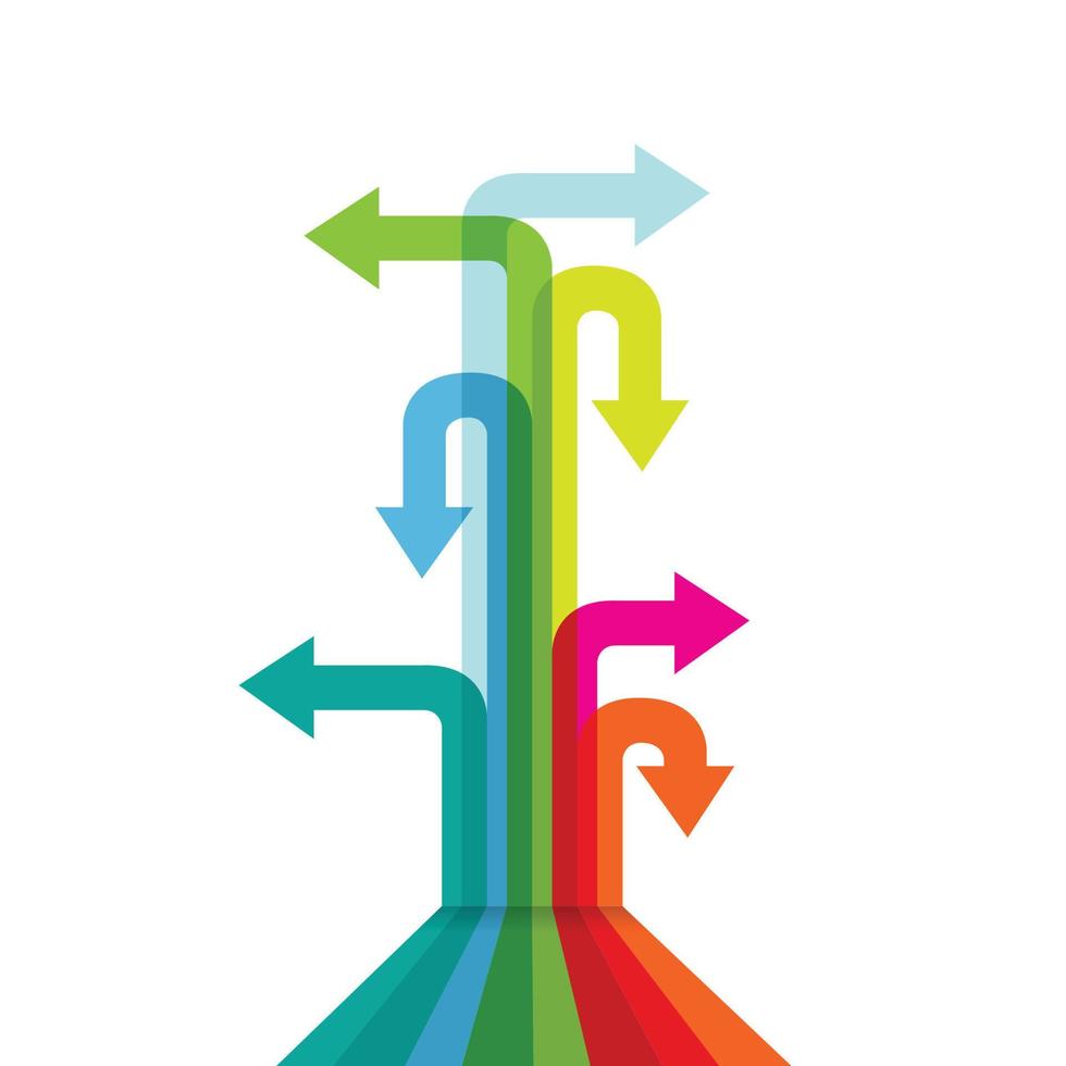 Many colorful arrow direction. Vector Eps 10.