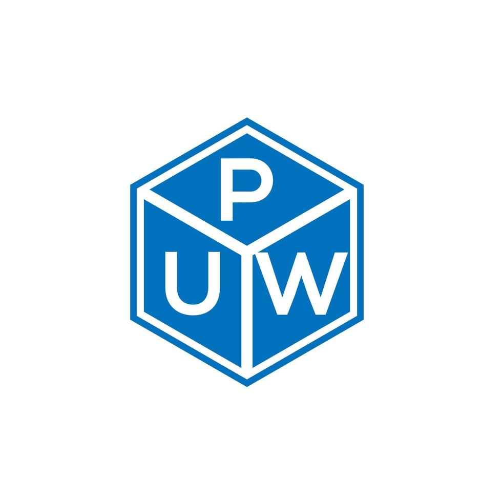 diseño de logotipo de letra puw sobre fondo negro. concepto creativo del logotipo de la letra de las iniciales puw. diseño de letras puw. vector