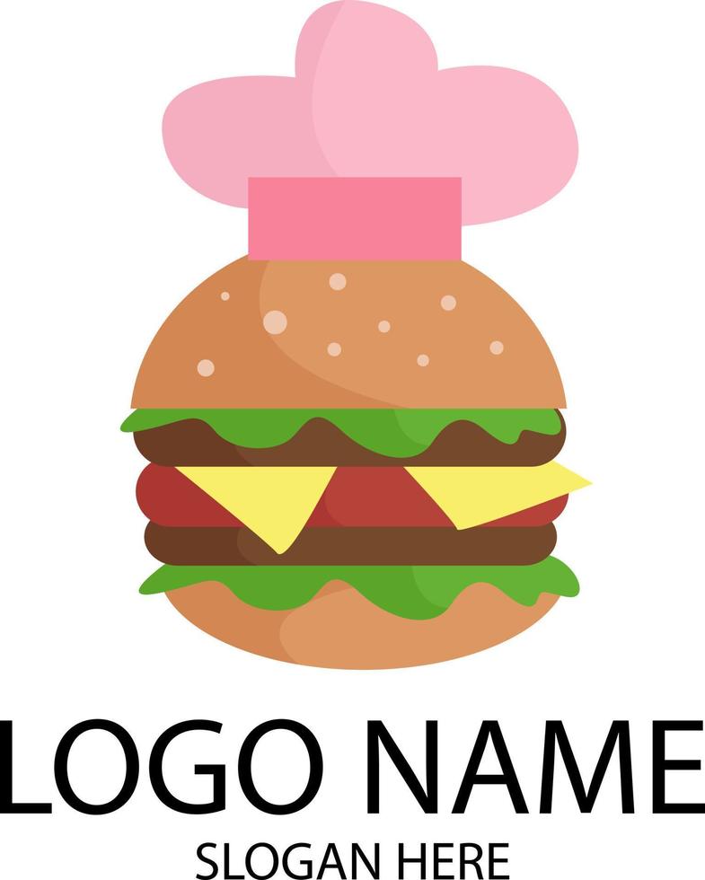 chef hamburguesas vector logo, comida rápida, ilustración vectorial para logo