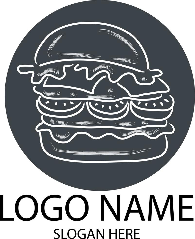 Monster style burger, Hand Drawn Sketch Vector illustration.