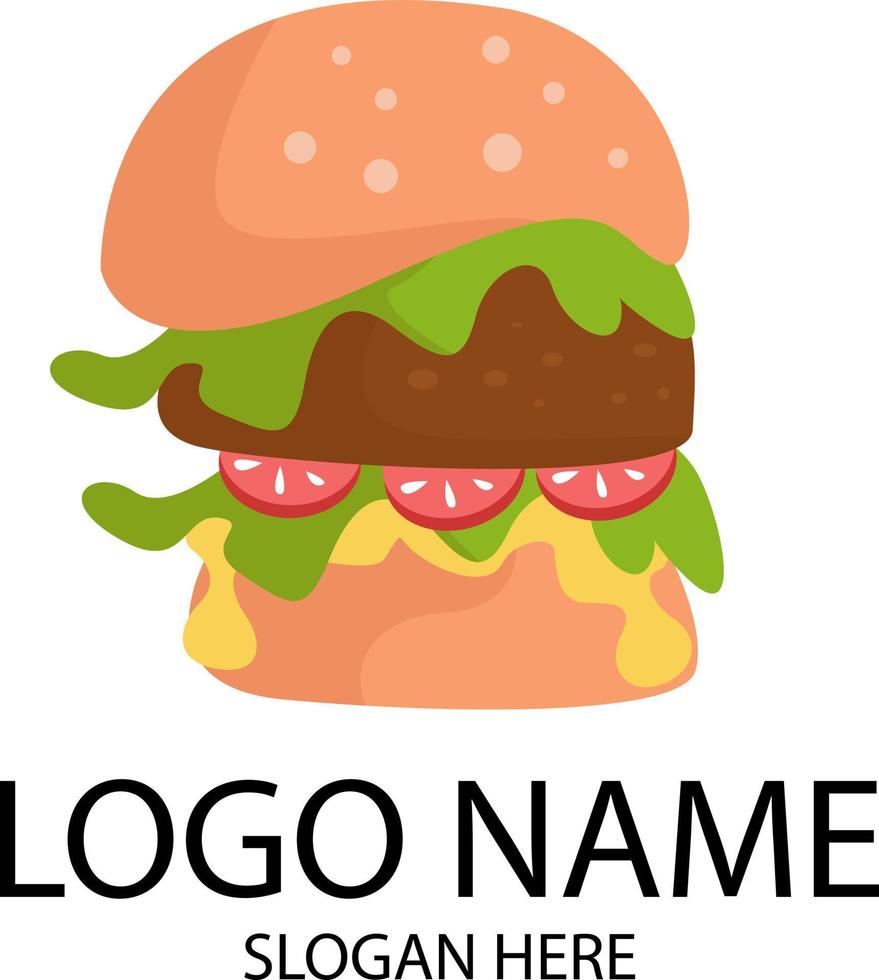 hamburguesa con chuleta, lechuga, tomate, queso, ilustración vectorial para el logotipo vector