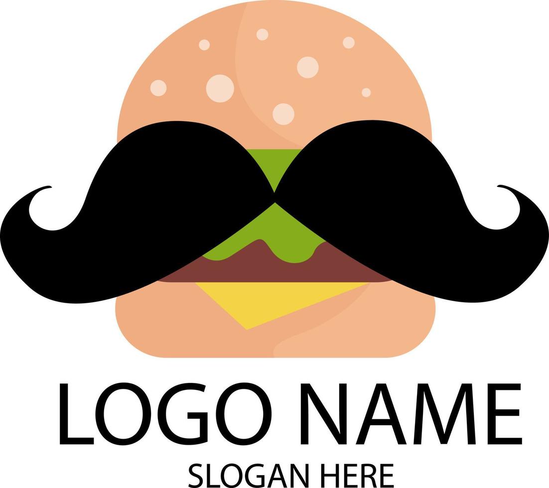 logotipo de vector de hamburguesa de bigote, comida rápida, ilustración vectorial para logotipo