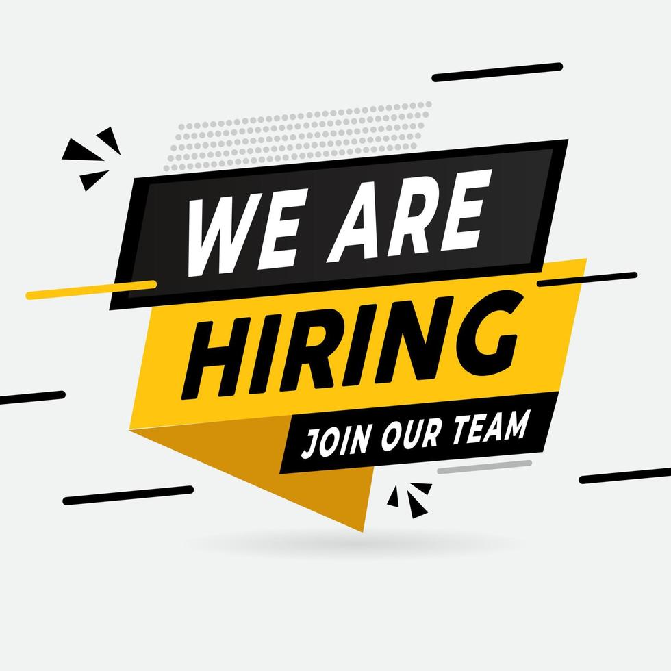 Modern design of we are hiring vector. Job vacancy design background vector. vector