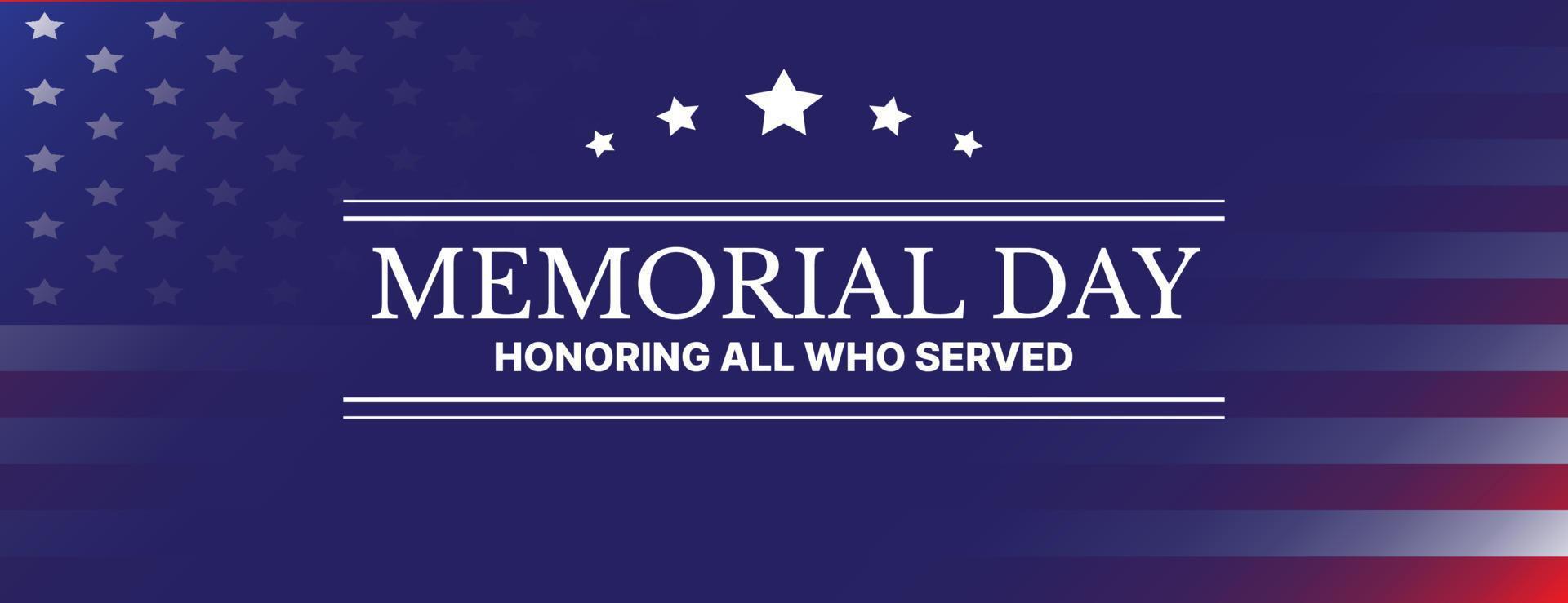 USA memorial day card or background. vector illustration