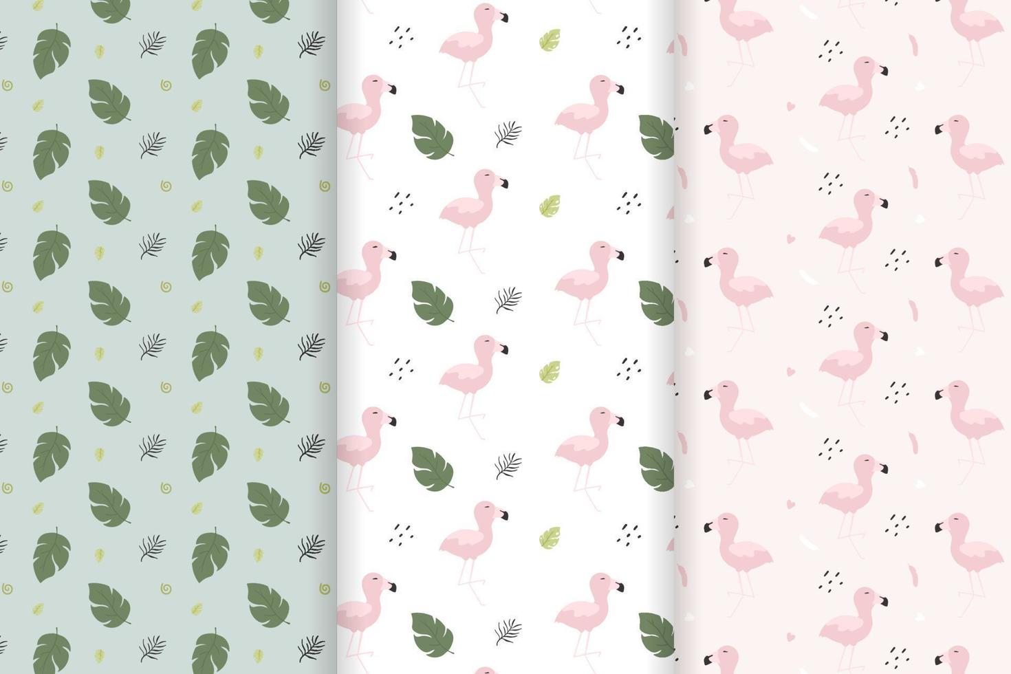 summer pattern and flamingo pattern vectors