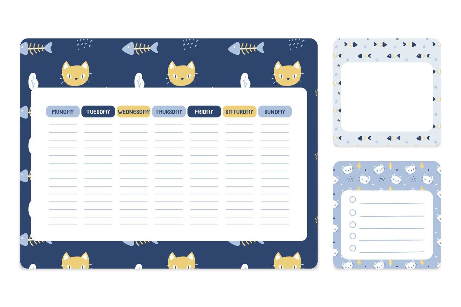 cute planner memo and note collection vector