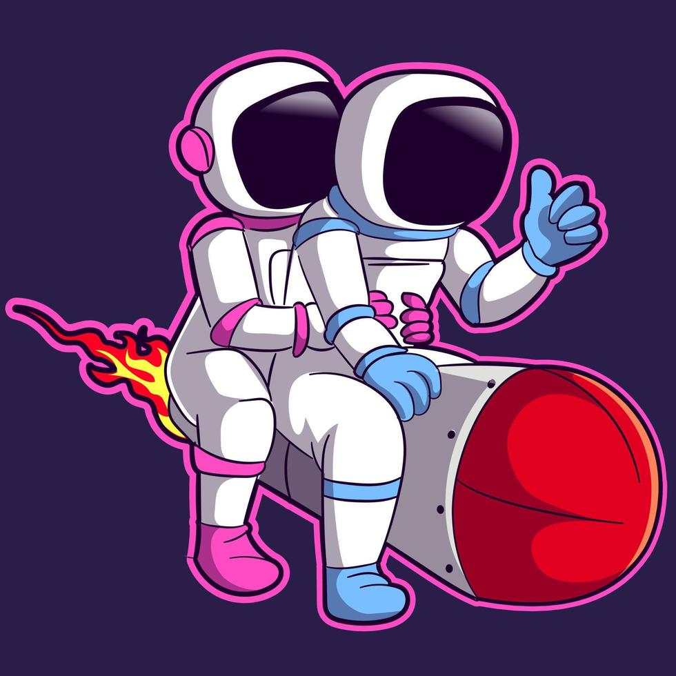 space tour rocket togetherr mascot illustration vector