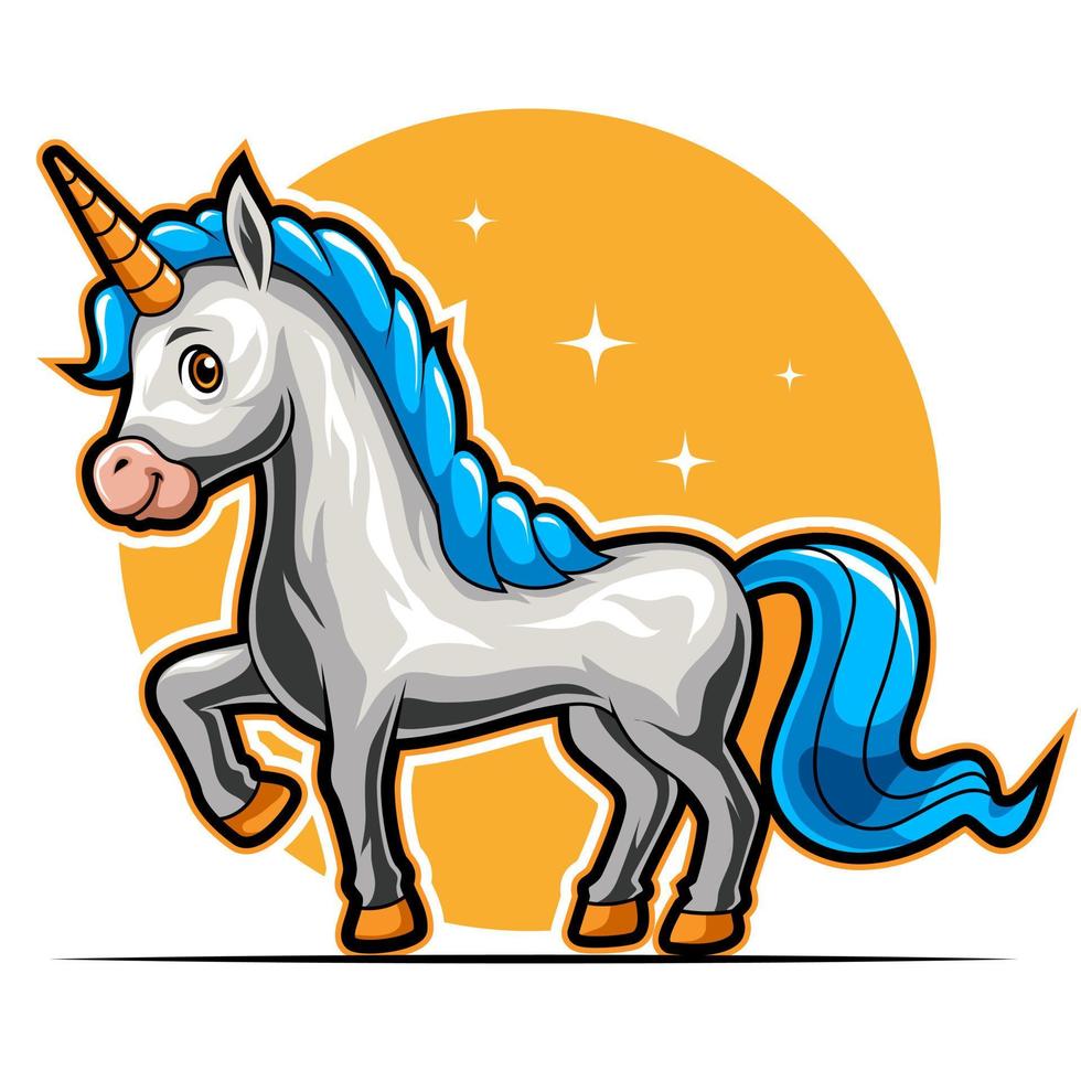 horse unicorn standing animal mascot for sports and esports logo vector illustration