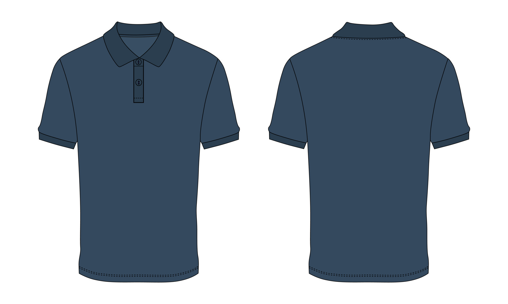 Short Sleeve Polo shirt Fashion Flat sketch vector illustration Navy ...