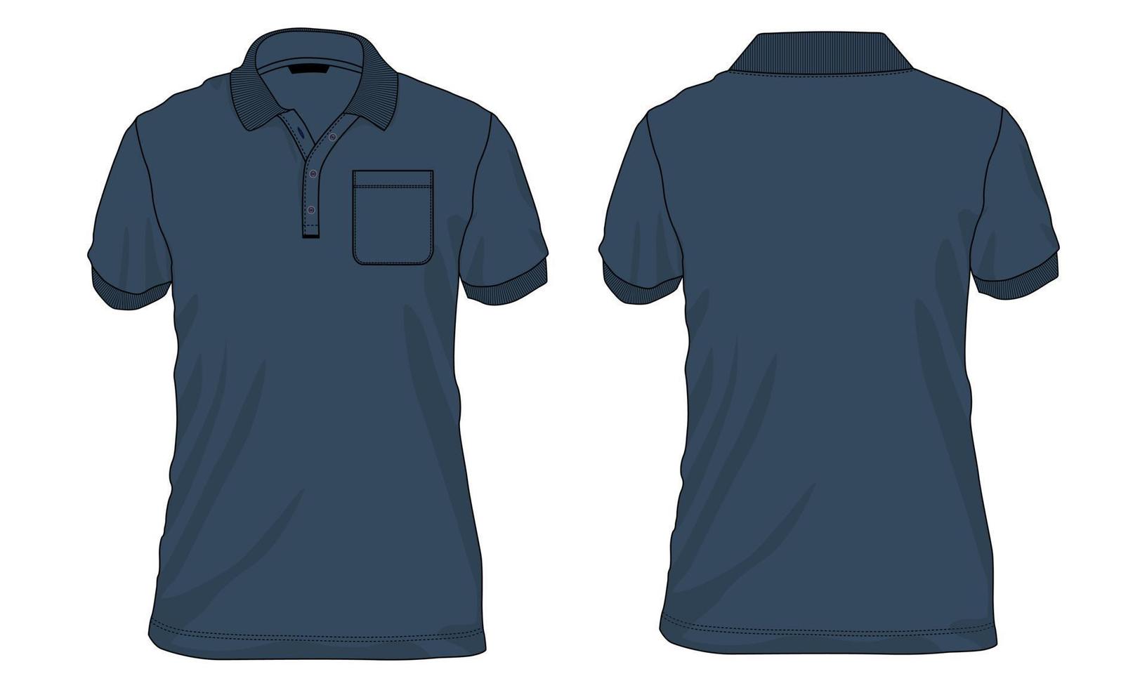 Short sleeve polo Shirt Technical Fashion flat sketch Vector ...