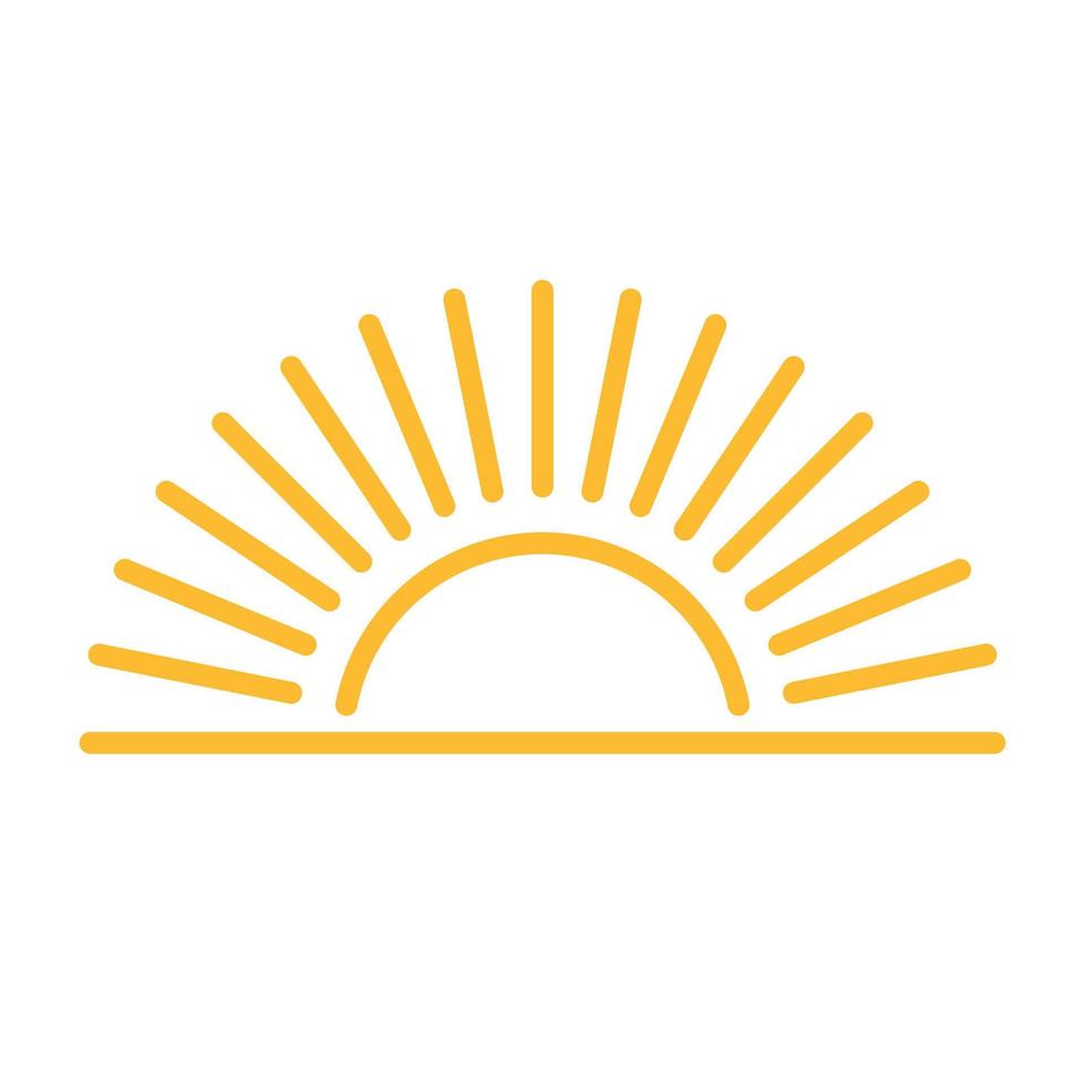 A half sun is setting downwards icon vector sunset concept for graphic design, logo, website, social media, mobile app, UI illustration