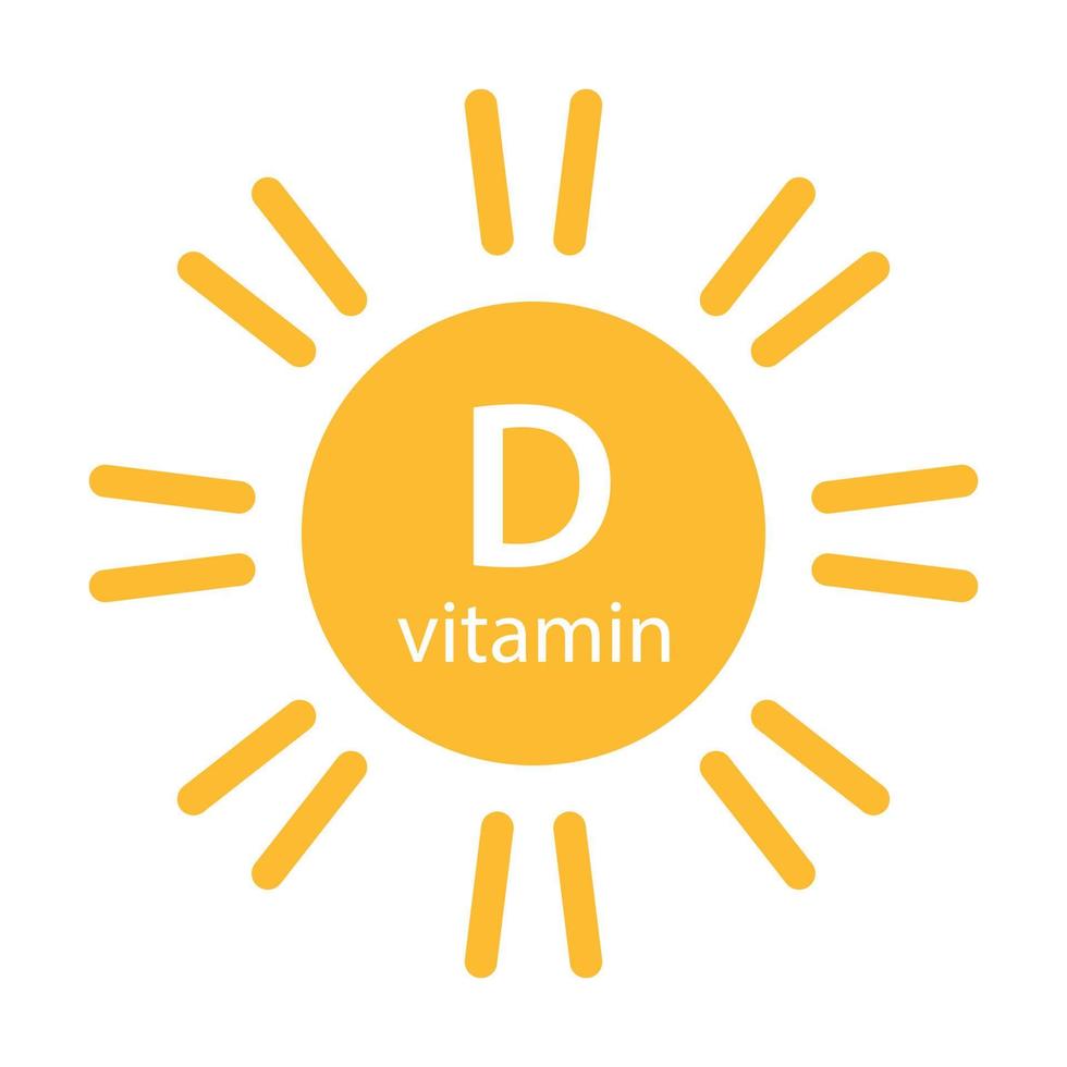 texto de vitamina d con icono de sol vector belleza, farmacia