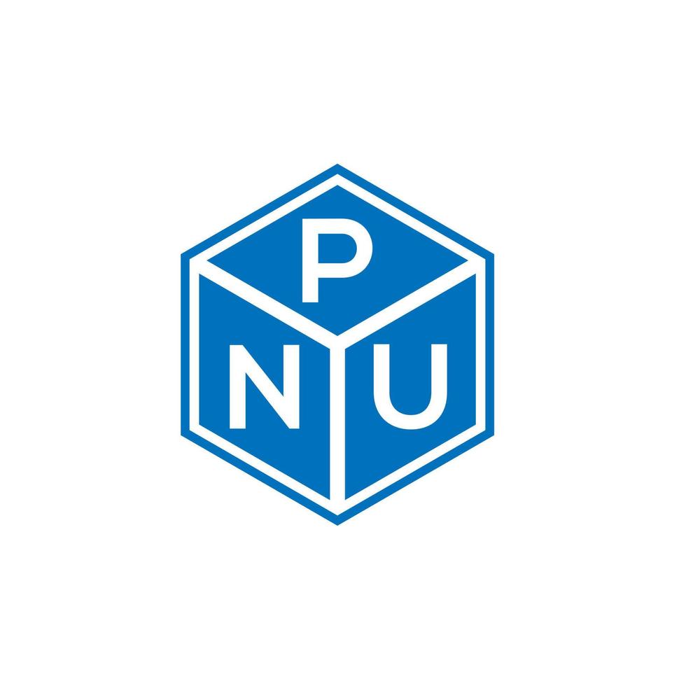 diseño de logotipo de letra pnu sobre fondo negro. concepto de logotipo de letra de iniciales creativas pnu. diseño de letras pnu. vector