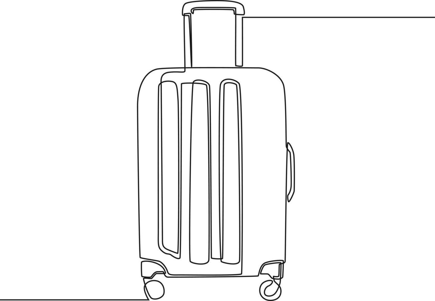 Continuous one line a suitcase for holiday. Happy travelling. Single line draw design vector graphic illustration.