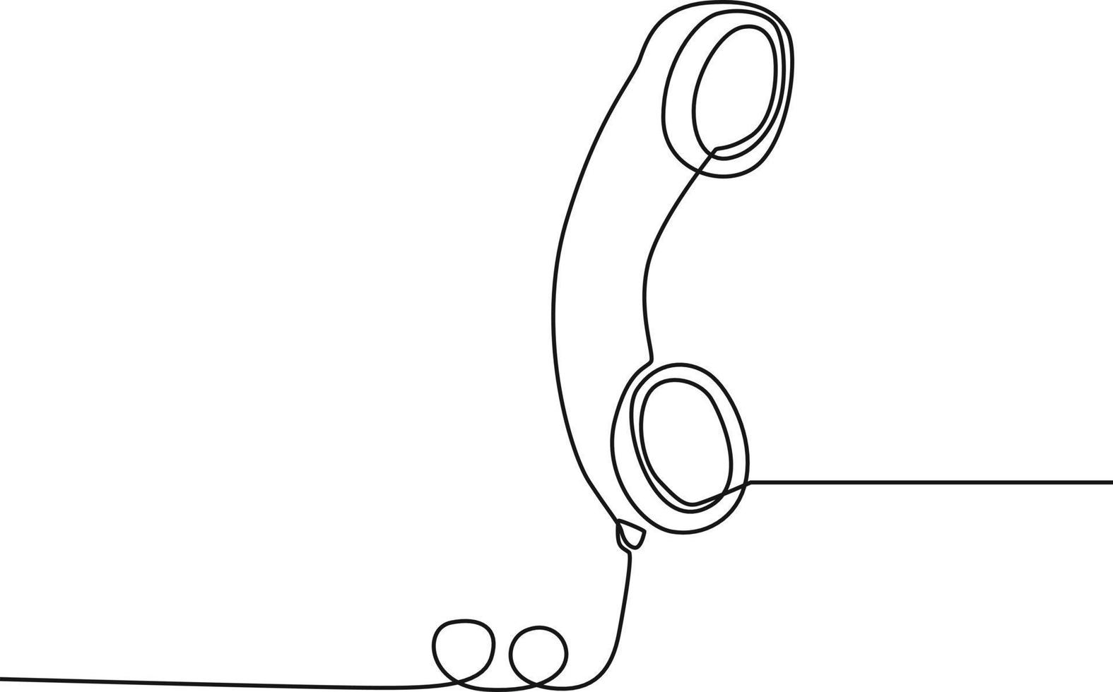 una sola línea continua dibujando el auricular de un teléfono clásico de marcación rotativa. ilustración de vector de diseño gráfico de dibujo de una línea.
