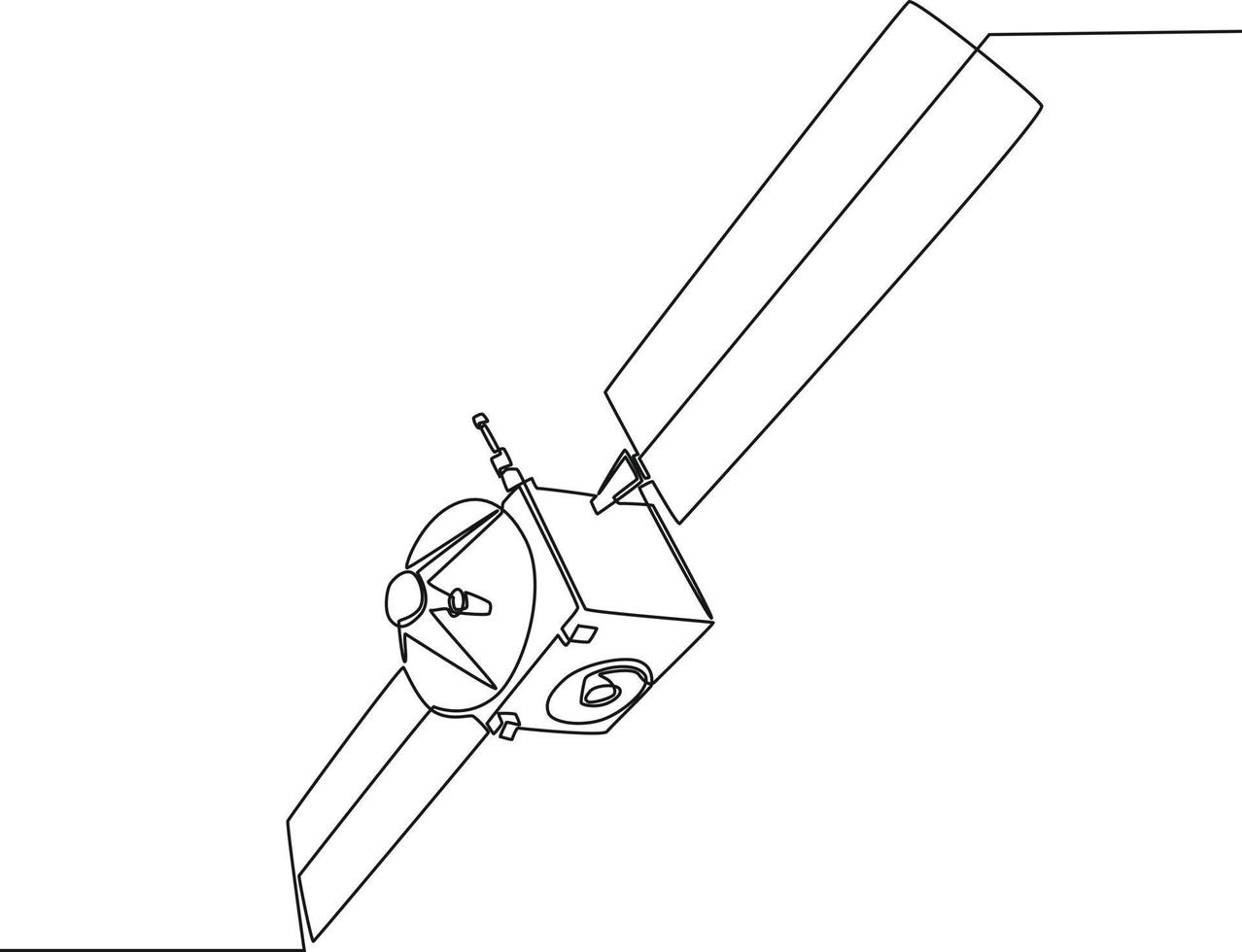 dibujo continuo de una línea de un icono de satélite. ilustración gráfica vectorial de diseño de dibujo de una sola línea. vector