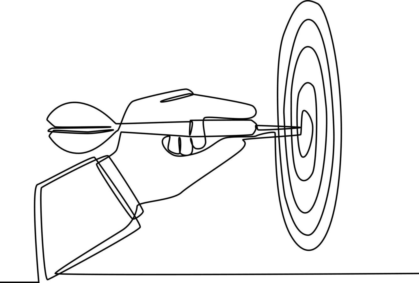 Continuous one line drawing hand with arrow is running towards his goal, motivation is advancing, path to achieving goal is high, through stairs, steps of achievement. Single line design vector. vector