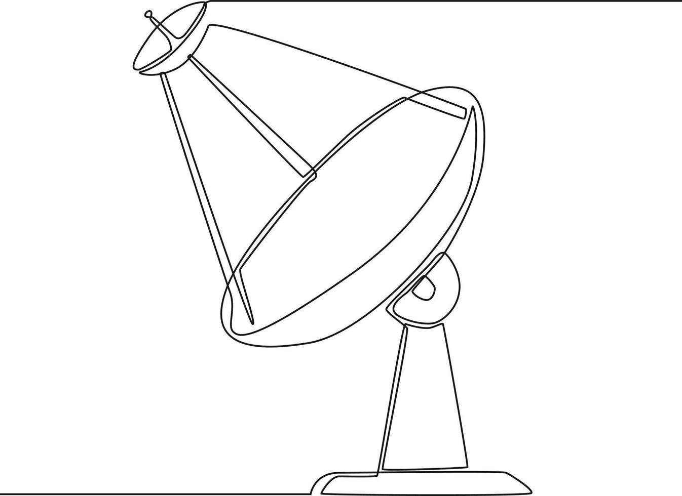 dibujo continuo de una línea de antenas parabólicas o de radio. ilustración gráfica vectorial de diseño de dibujo de una sola línea. vector