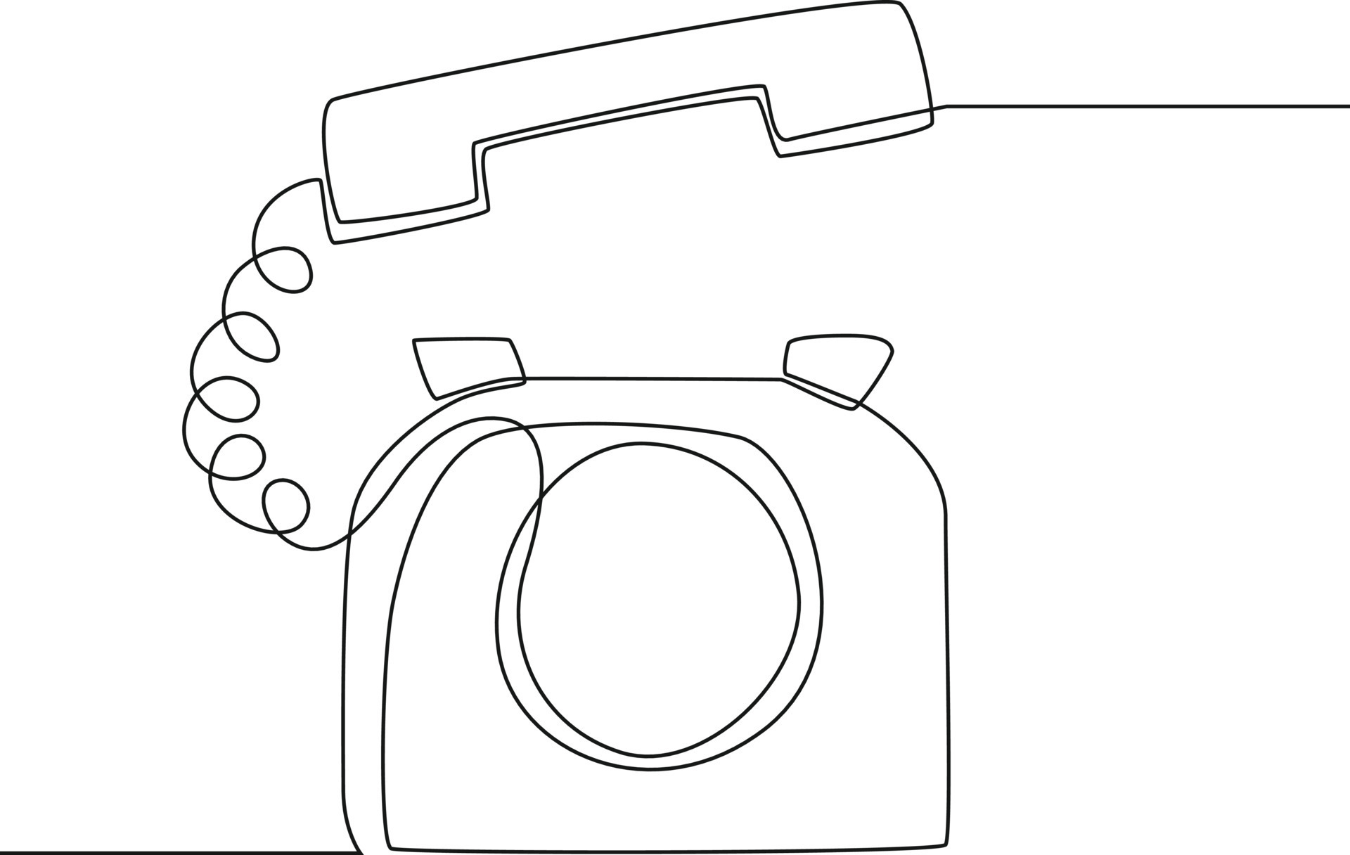 Continuous one line drawing of vintage phone ringing. Single line draw
