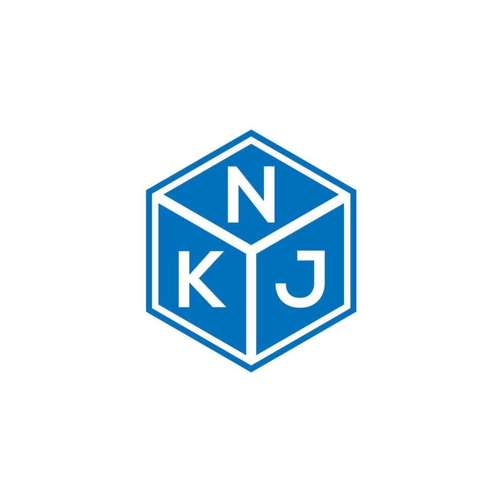 diseño del logotipo de la letra nkj sobre fondo negro. concepto de logotipo de letra de iniciales creativas nkj. diseño de letras nkj. vector