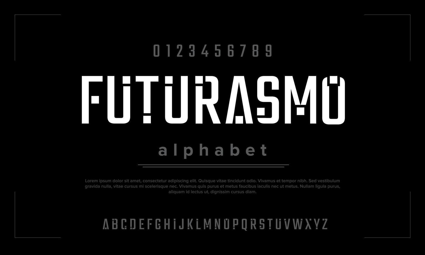 alfabeto urbano moderno futurista. tipografía simple para deporte, moda, digital, móvil, carrera. fuente de ilustración de vector de futuro creativo