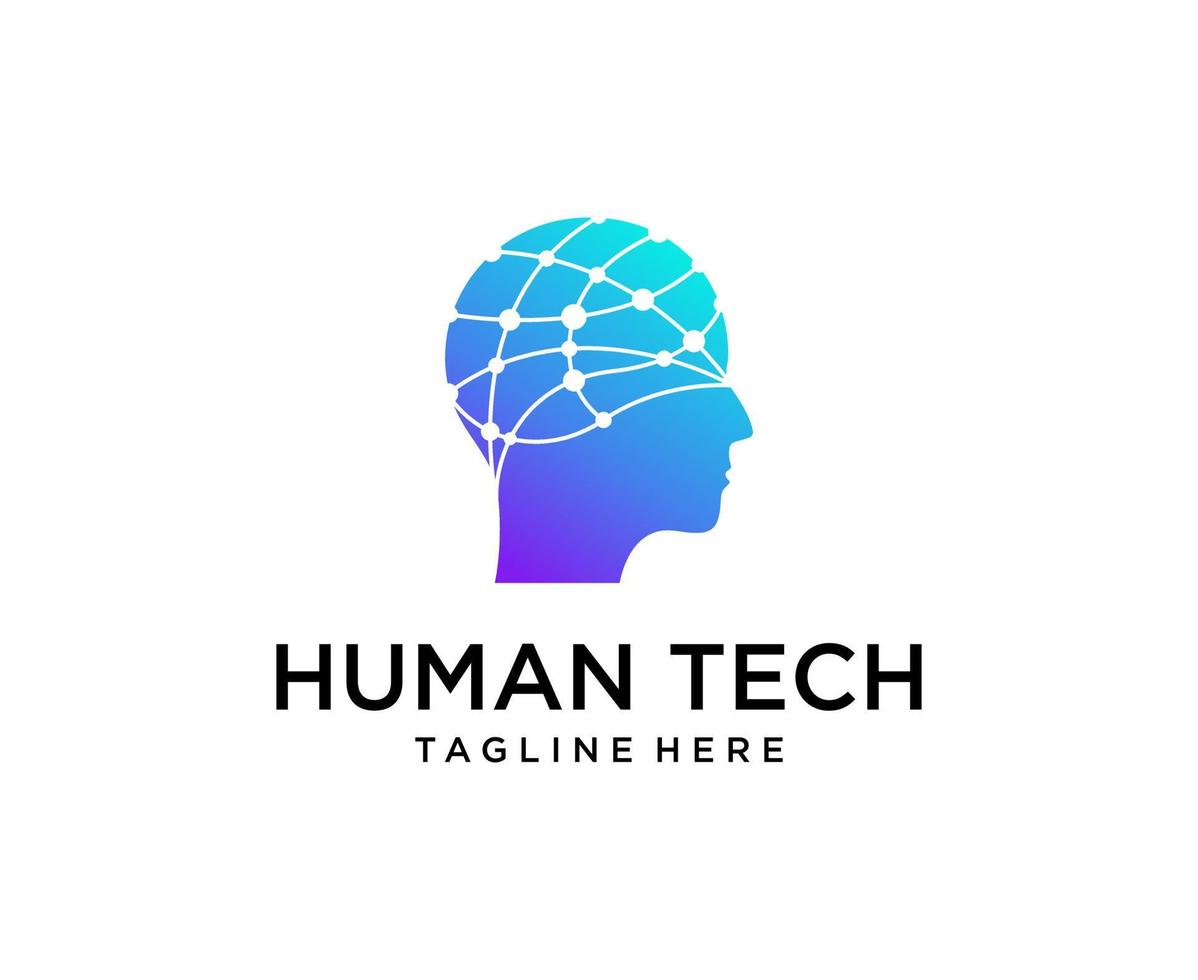 Brain Tech Mind Data Logo Design Template vector