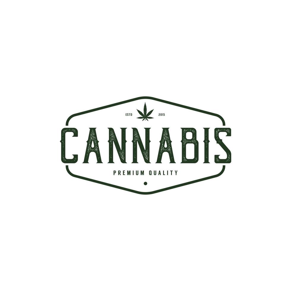 Vintage Retro Cannabis Marijuana Badge Label Logo design template vector