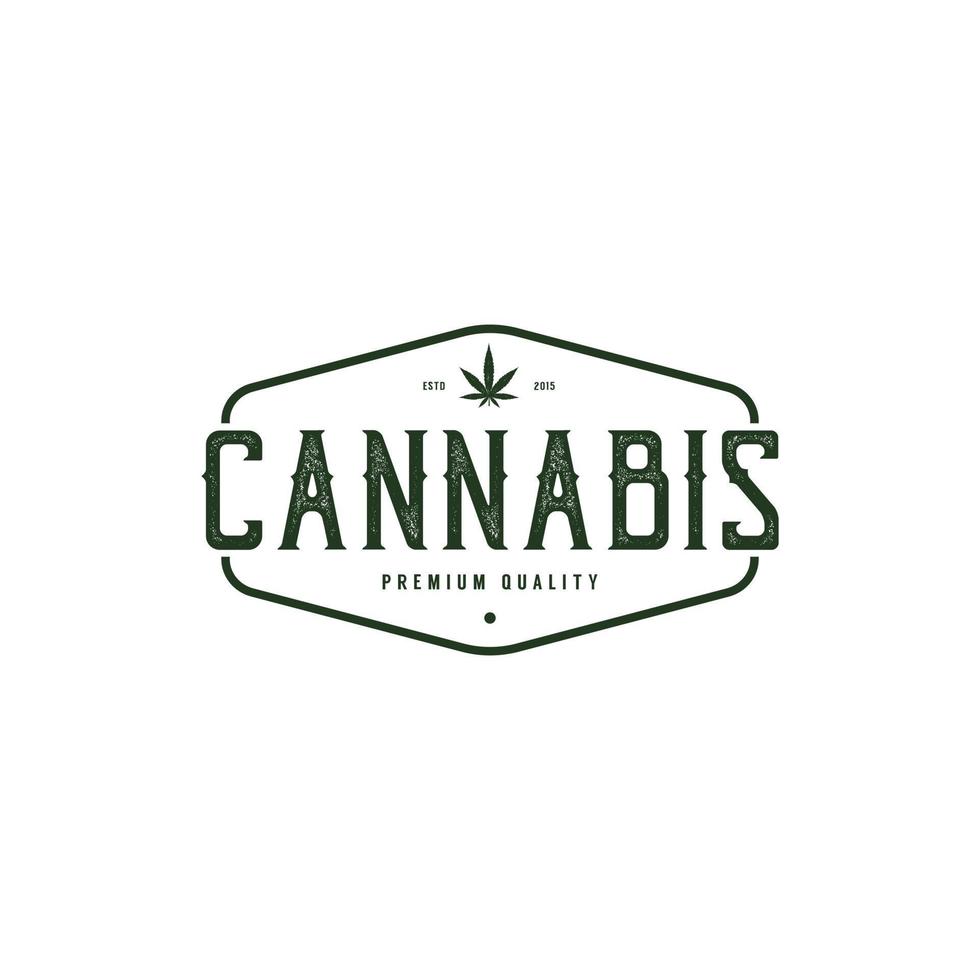 plantilla de diseño de logotipo de etiqueta de insignia de marihuana de cannabis retro vintage vector